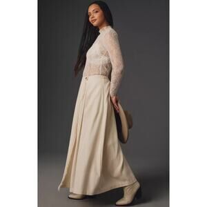 NWT Sunday in Brooklyn Pleated Beige Blanket Maxi Skirt - 3X